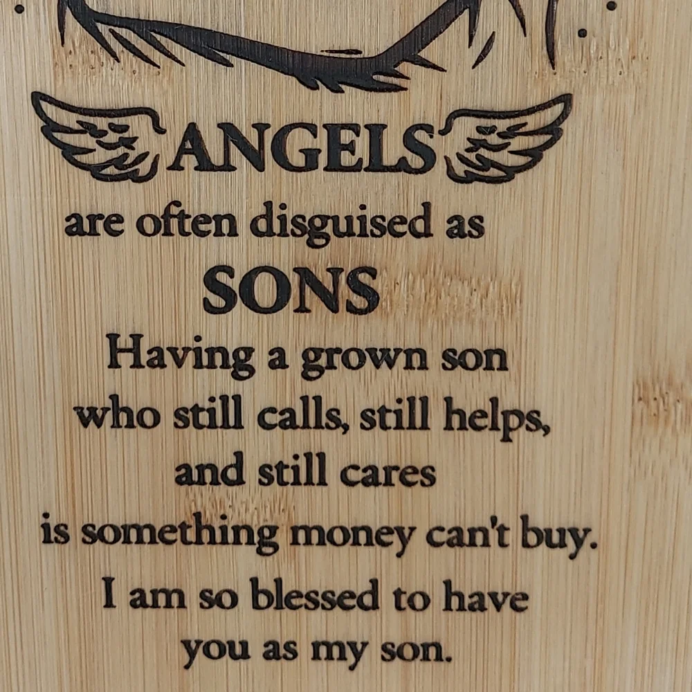 Engraved Bamboo Plaque Angels- Son Version - Picture 2 of 2